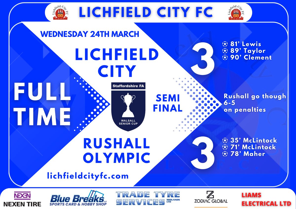 Rushall score and go through to the final on penalties. Credit to all the lads on pushing Step 2 Rushall all the way in a fantastic game of football 👏👏👏 Thanks for you support and we look forward to seeing you Saturday