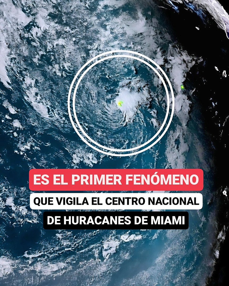 JeanSuriel's tweet photo. 🔴TOMEN NOTA🔴
El Centro Nacional de Huracanes de Miami ha empezado a vigilar una amplia baja presión en el Atlántico central: es el primer boletín emitido este año sobre un sistema atmosférico por la entidad meteorológica.

⚠️El fenómeno lleva una trayectoria hacia el suroeste, en aguas abiertas del Atlántico, por lo que no representa peligro para ninguna zona poblada.

⚠️Está desarrollando vientos máximos sostenidos de 25 km/h y ráfagas más fuertes: sin embargo, no se espera que se forme como depresión o tormenta debido a que está luchando con polvo del Sahara y vientos cortantes.

⚠️La temporada ciclónica comenzará oficialmente el 1 de junio, pero desde ya están dadas las condiciones para que se forme un ciclón tropical.

✅️ https://t.co/WlQFg167bk 
➡️ @AgendaClimatica 
▶️ https://t.co/OBEFwksFsW