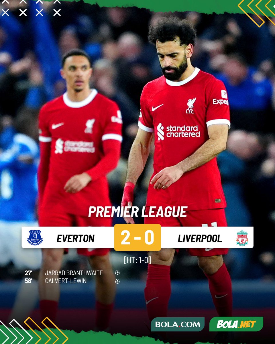 #LiveBolanet FT: Everton 2-0 Liverpool | Possessions: 23%-77% | Shots: 16-23 | Corners: 4-13

The Reds harus terpeleset saat jalani Derby Merseyside!

📸: Peter Byrne/PA via AP

#premierleague #everton #liverpool #blnrin #bolanetreview