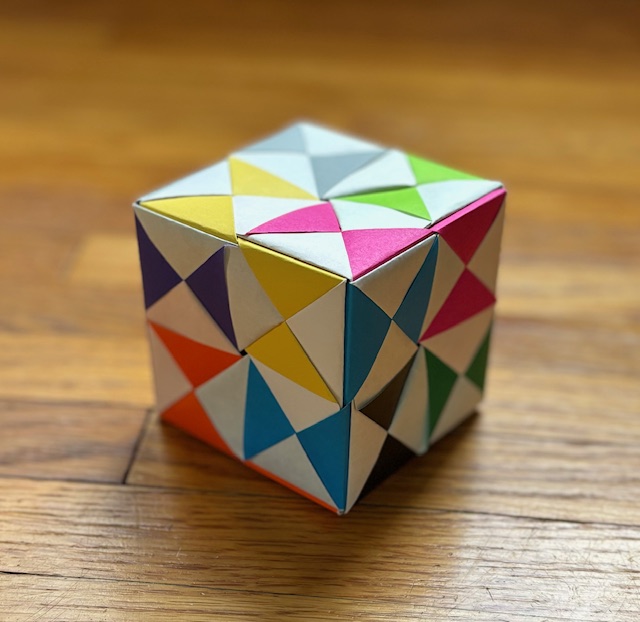 How many sheets of paper are needed to make this cube?

Find out April 26 at Folding Fridays.  Visit momath.org/folding-fridays to register.