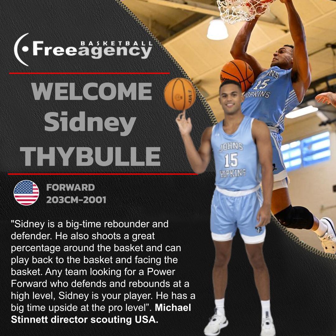 CoachStinnett's tweet photo. Free Agency Basketball would like to announce the signing of 6-9 PF Sindey Thybulle @sidt335 from John Hopkins University @JHU_Basketball @HopkinsSports . Thybulle was the Defensive POY in the Centennial Conference in 2002,2003, and 2004. Highlight https://t.co/10IbPD0Ehu https://t.co/MNfvPTn7Zc