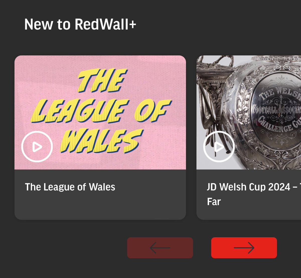 Check out the ‘New to RedWall+’ rail on redwallplus.wales for the latest features and documentaries. If you’re a fan of domestic football you’ll hopefully enjoy this fresh content 👇