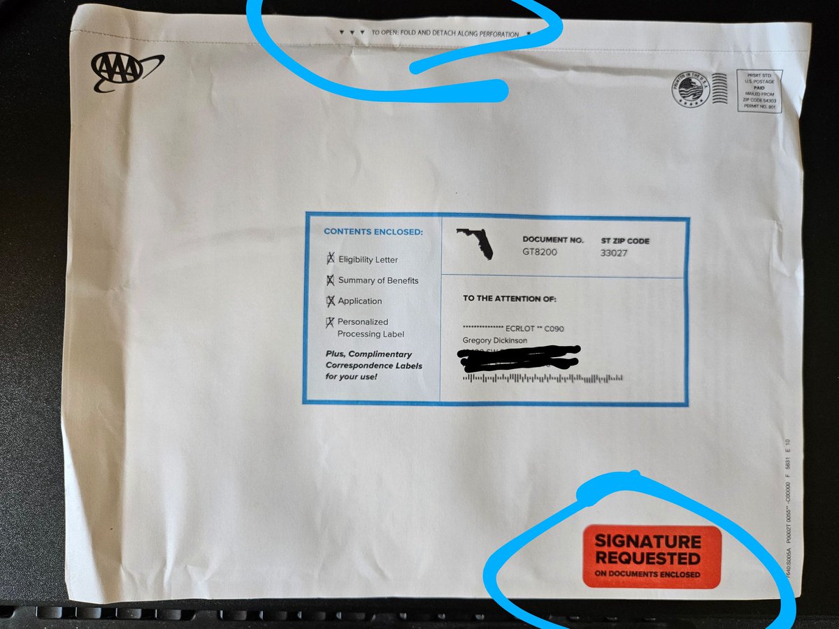 I love your negotiated rates for roadside assistance. But come on @AAA_Travel. Don't you think these life insurance ads designed to look like urgent legal documents are a bit ridiculous? #darkpatterns @FTC 'Signature Requested' (not because shipper paid for return receipt) but…