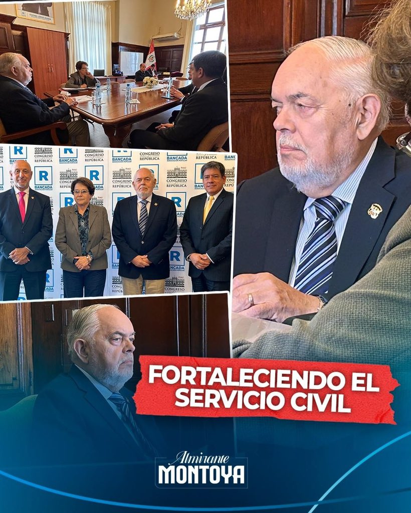 Junto a los congresistas, @gladysechaiz y @JoseCuetoAservi, sostuvimos una reunión con representantes de @SERVIR_PERU , con la finalidad de discutir la ley del servicio civil. Concordamos en la necesidad de fortalecer la gestión pública y promover acceso meritocrático al régimen…