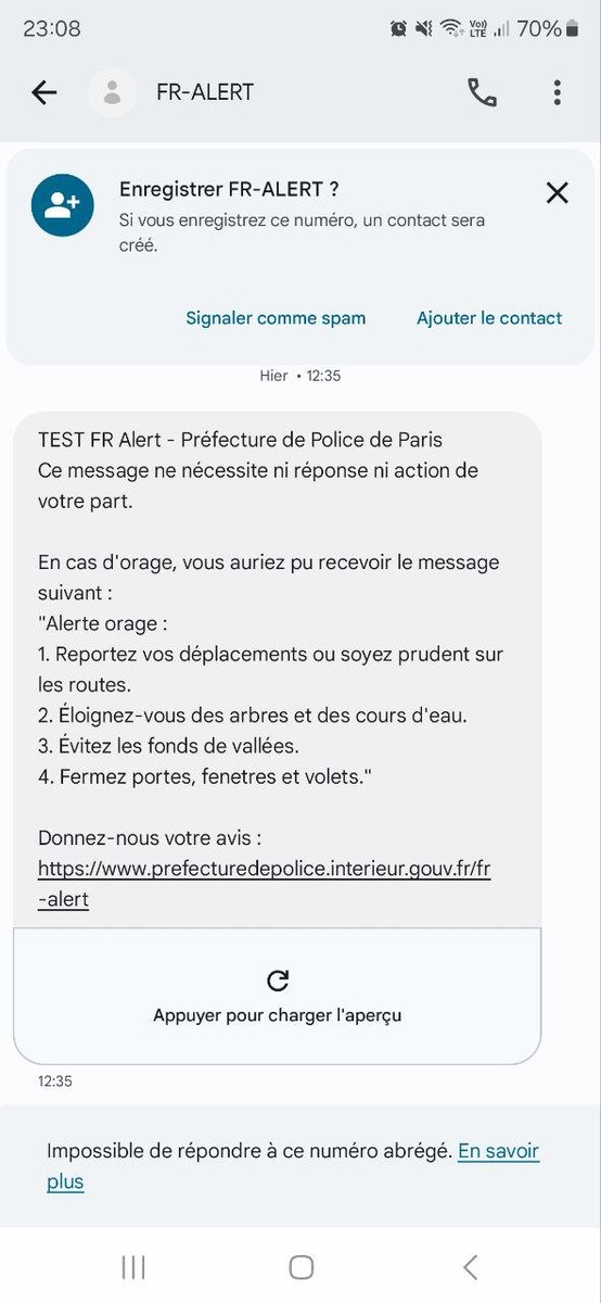 J'ai reçu, j'étais dans le tram... Tous les devices se sont mis à sonner, même les gens avec des écouteurs...