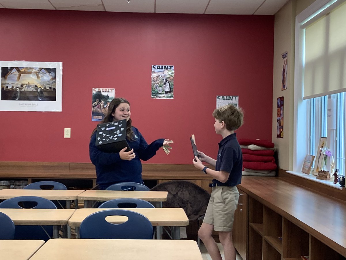 Students reviewing for upcoming test with the #clothespinchallenge! They wrote review questions in teams yesterday and are quizzing each other today. If someone asks you a question and you get it wrong, you take that person’s clothespin! Team with most wins! <a href="/MeehanEDU/">John Meehan (he/him)</a>