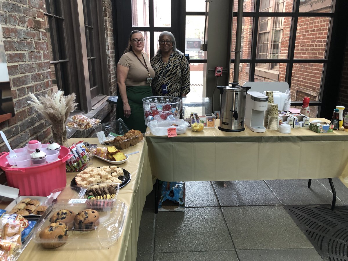 Sweet treats anyone?!?!? NAVFAC HQ social committee members Christina Taylor, left, and Juanita Scott support the annual HQ Bake Sale. Proceeds from the sale will help pay for the command picnic and holiday party.