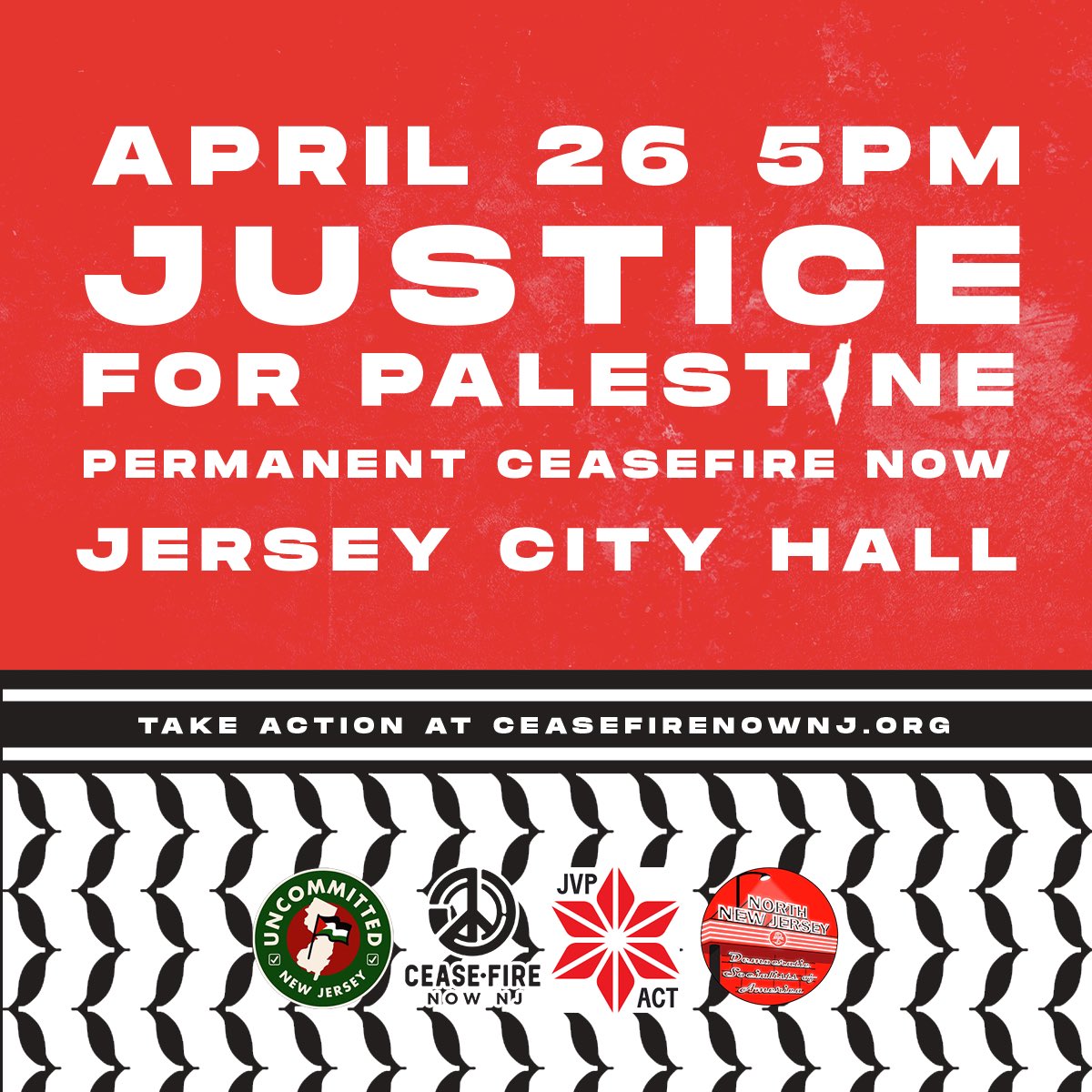 🇵🇸 EMERGENCY ACTION 🗣️ ⏰ friday april 26 5pm 📍 280 Grove St. JC with @NorthNJDSA @JvpAction and Ceasefire Now NJ
