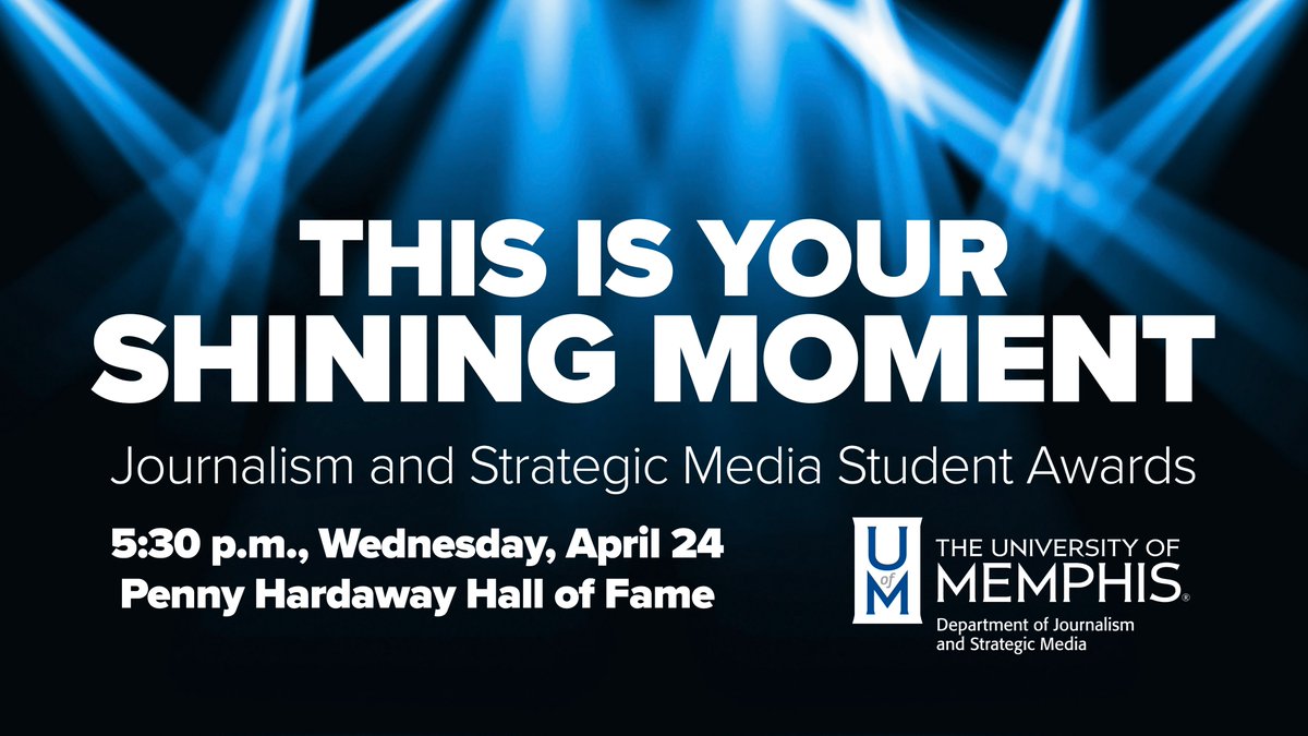 Come one, come all!
The #MeemanJRSM Student Awards are held to felicitate the top talent at the Department of Journalism and Strategic Media, <a href="/uofmemphis/">University of Memphis</a>. 

See you at 5:30 p.m. today!
