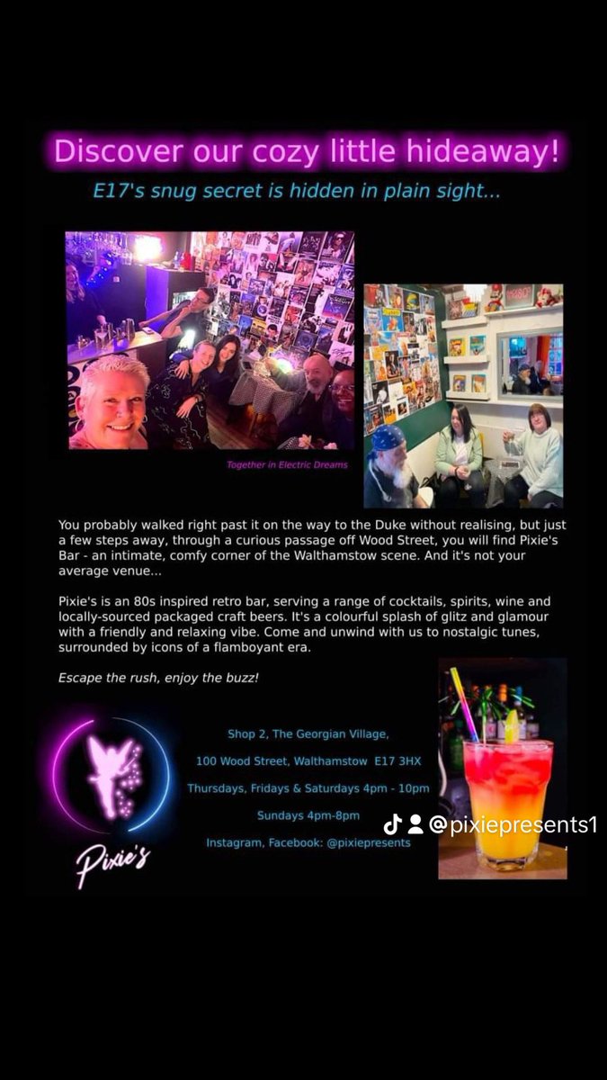 In mid march myself & @writerpaulstone opened an 80s themed micro bar in the Georgian village off wood street ! do pop down and see us if your passing and try our 80s themed cocktails #smallbusinesses #LGBTQIA #retrobar @JasonReidUK @LGBT_news @positivelyE17 @StowResidents