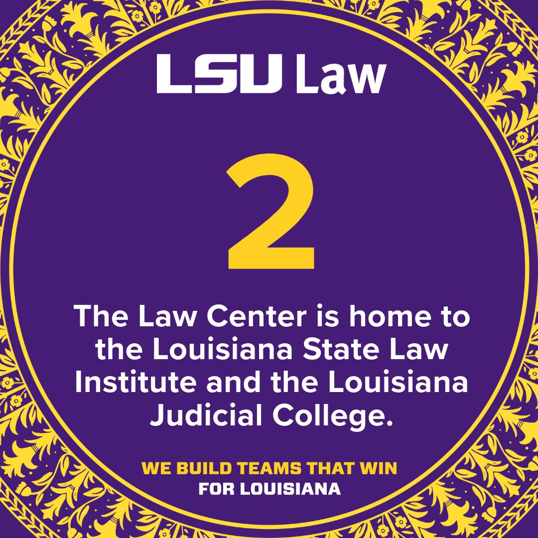 Home to the Louisiana State Law Institute and Louisiana Judicial College, we’re providing resources to build winning teams in Louisiana! Learn more at law.lsu.edu. #lalege #WBTTW #ScholarshipFirst