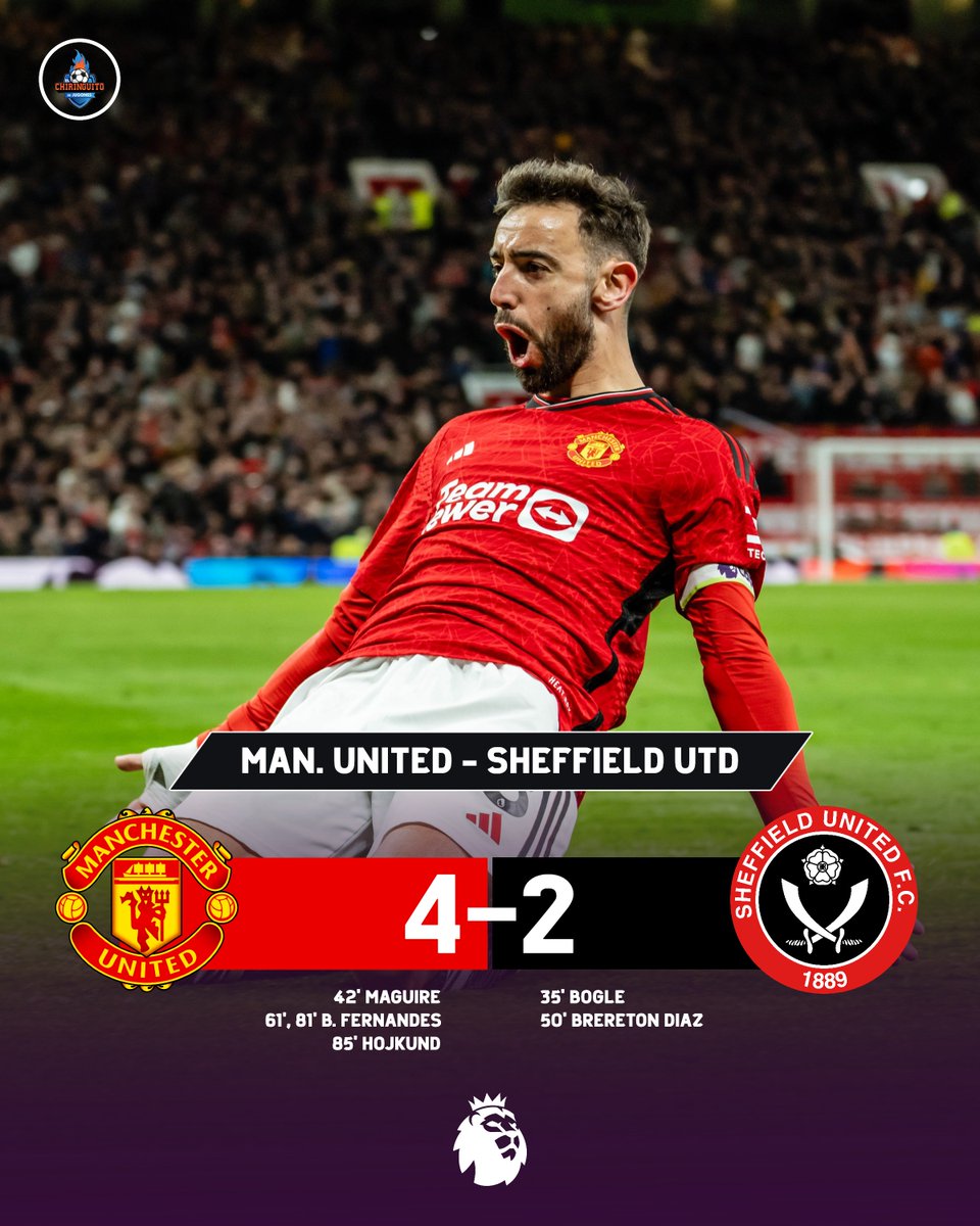 ⏱ ¡FINAL! Goleada del Manchester United al colista de la #PremierLeague. ➡️ Manchester United 4-2 Sheffield Utd