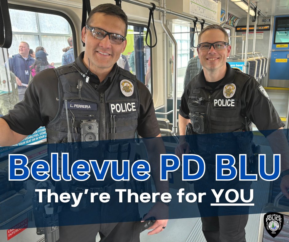 Fostering a safe and positive experience on @SoundTransit’s 2 Line is a priority for the Bellevue PD. Enter: The Bellevue Light Rail Unit (BLU). These Officers are assigned solely to the system across the City. So when you see BLU, they’re there for you.