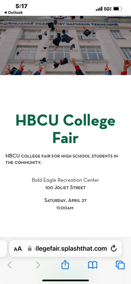 HBCU College Fair this Saturday at bald eagle rec #ward8