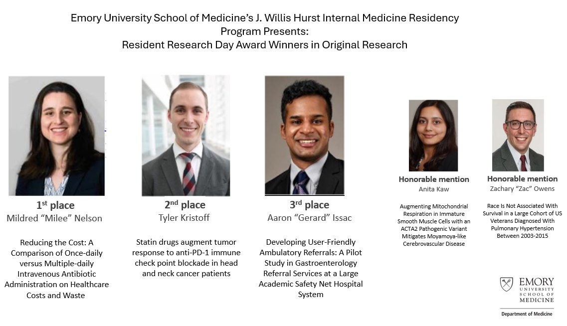 emoryimchiefs's tweet photo. Congrats to our Resident Research Day Award Winners 🏆 https://t.co/J2vvg5ayhS