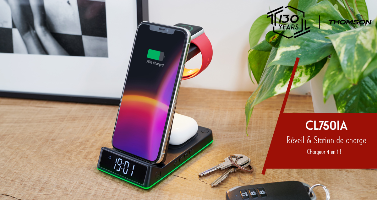 #jeuconcours #Thomson: Tente de gagner le #réveil ⏰ avec station de charge pour 4 appareils CL750IA (version Apple). Pour tout savoir : bit.ly/44Cr9OP Pliable pour le voyage, ce réveil/chargeur est compact et fort utile. ▶️ RT+Suis nous et @Thomson_FRA ▶️ TAS 30/4/24