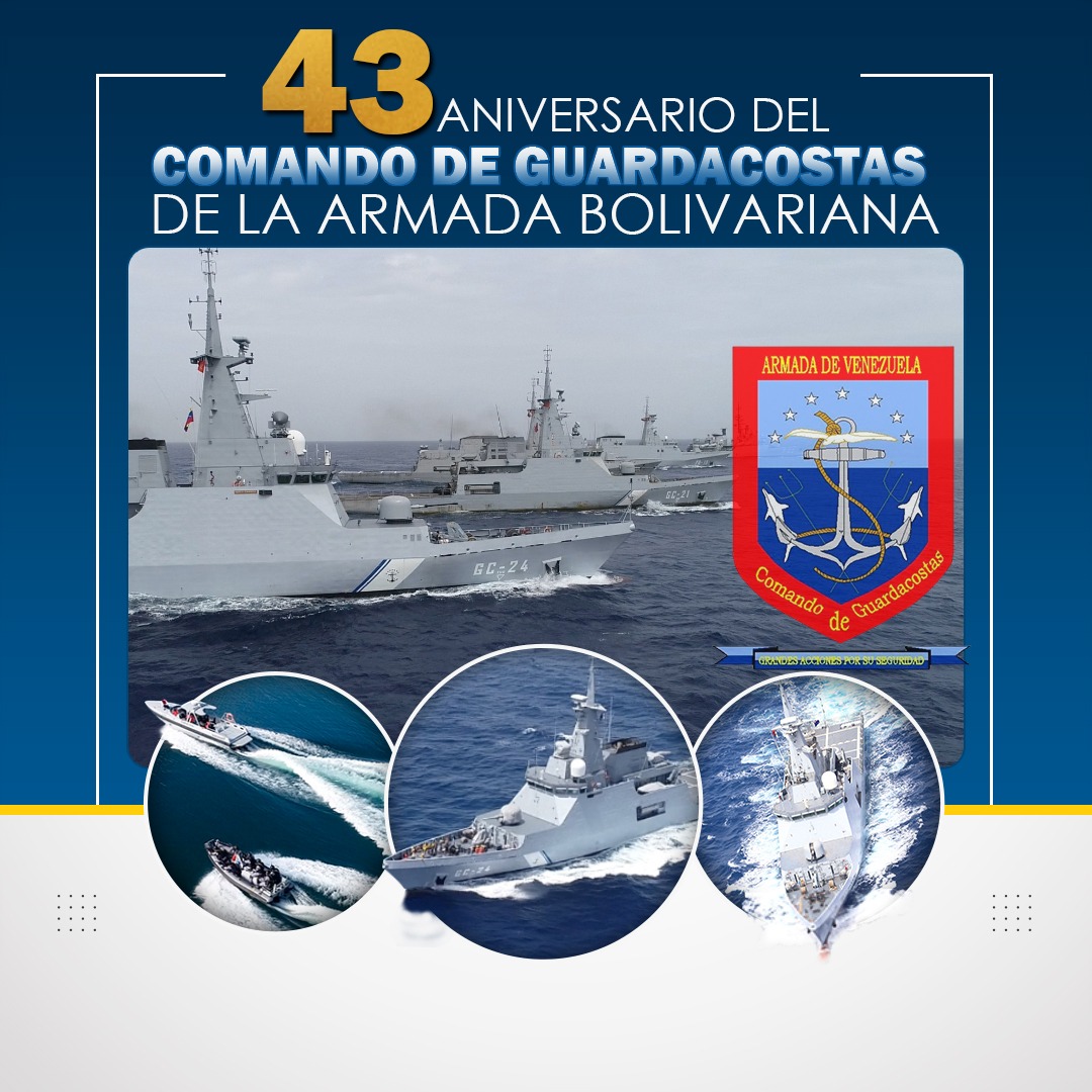 El Cmdt Gral de la <a href="/ArmadaFANBVzla/">Armada_ve</a> ALM <a href="/NeilVillanvs/">Neil</a> junto a toda su tripulación se honra en felicitar al Comando de Guardacostas <a href="/AB_Guardacostas/">Comando de Guardacostas</a> por arribar a su 43 Aniversario al Servicio de la Patria.
¡Guardacostas somos todos!
¡GRANDES ACCIONES POR SU SEGURIDAD!