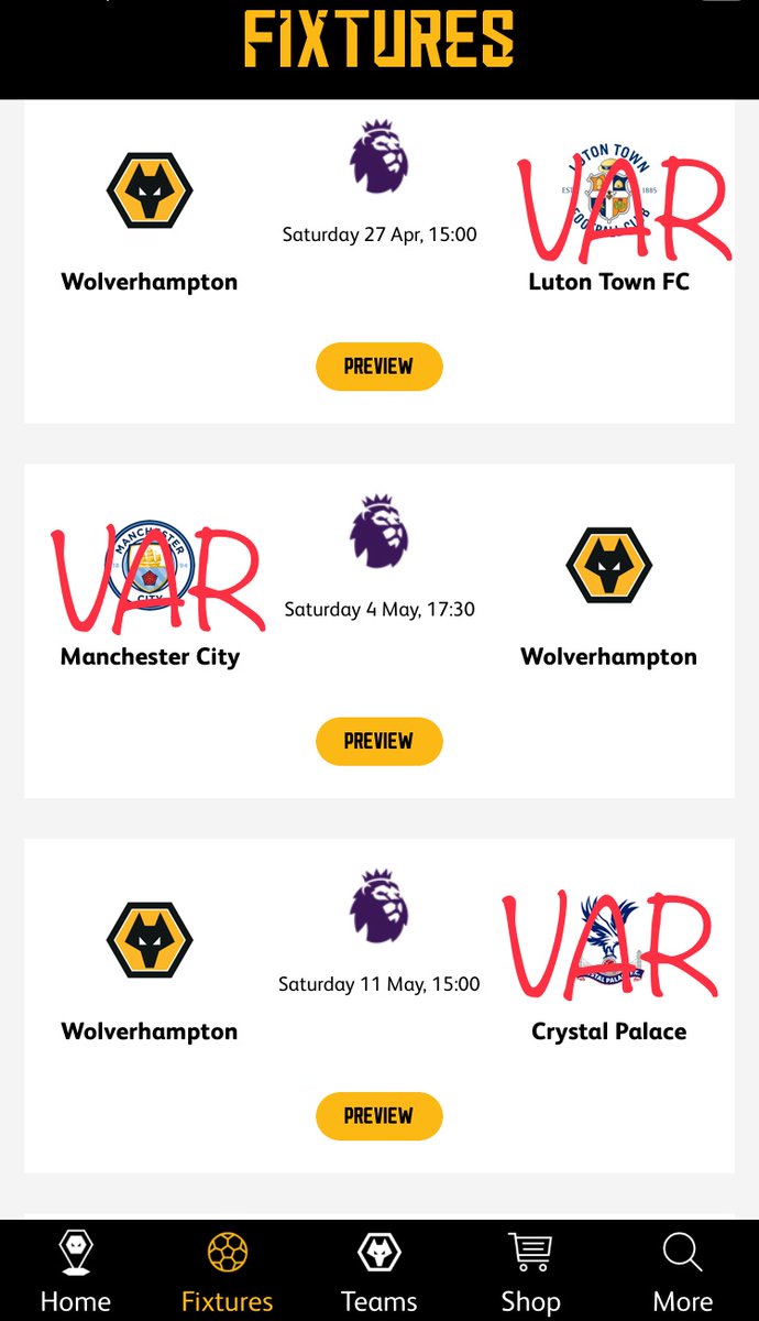 Wolves next three fixtures.