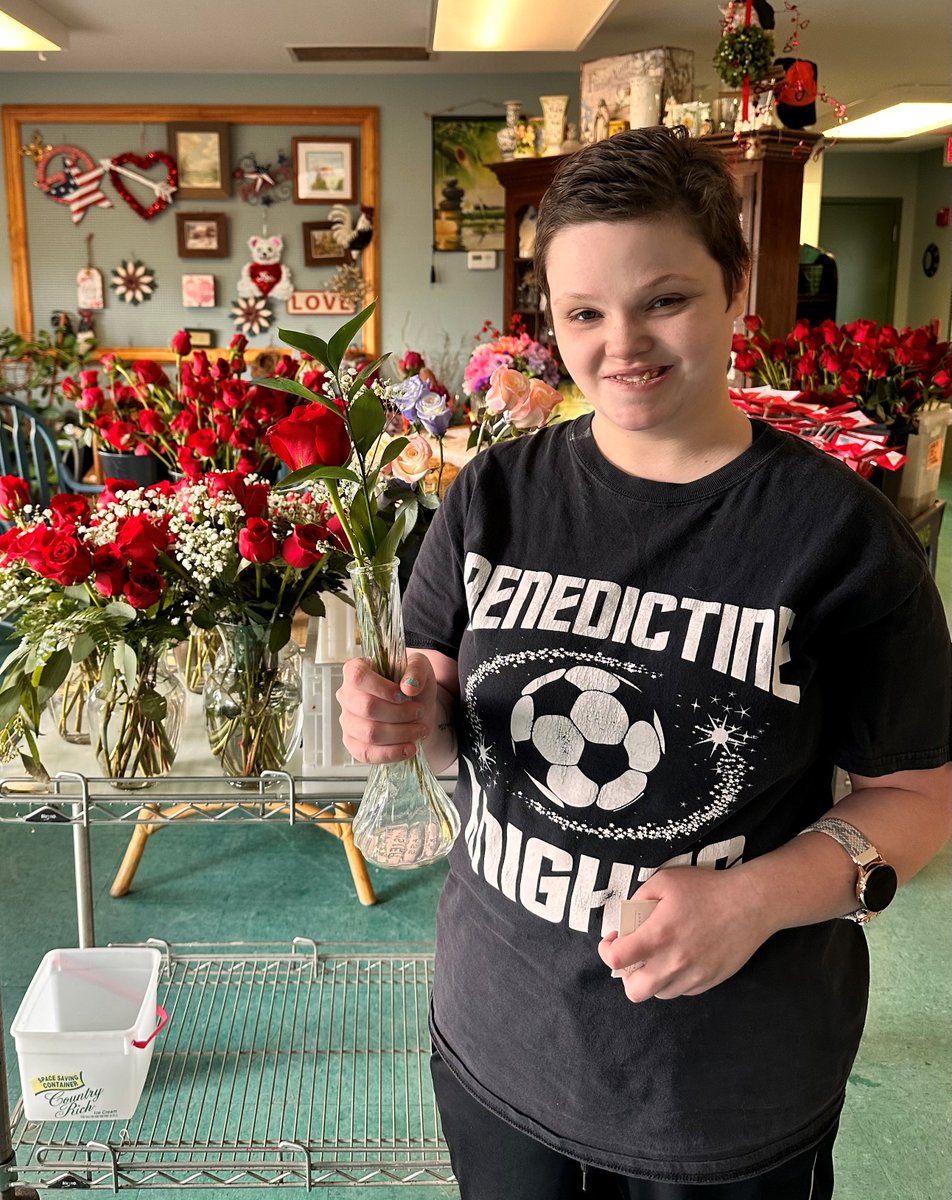 At 16, students are able to explore vocational opportunities. On any given day you can see students collecting recycling, sorting  folding laundry, serving coffee at the Benedictine Bean, or making floral arrangements! #bensupports #developmentaldisabilities #disabilityinclusion
