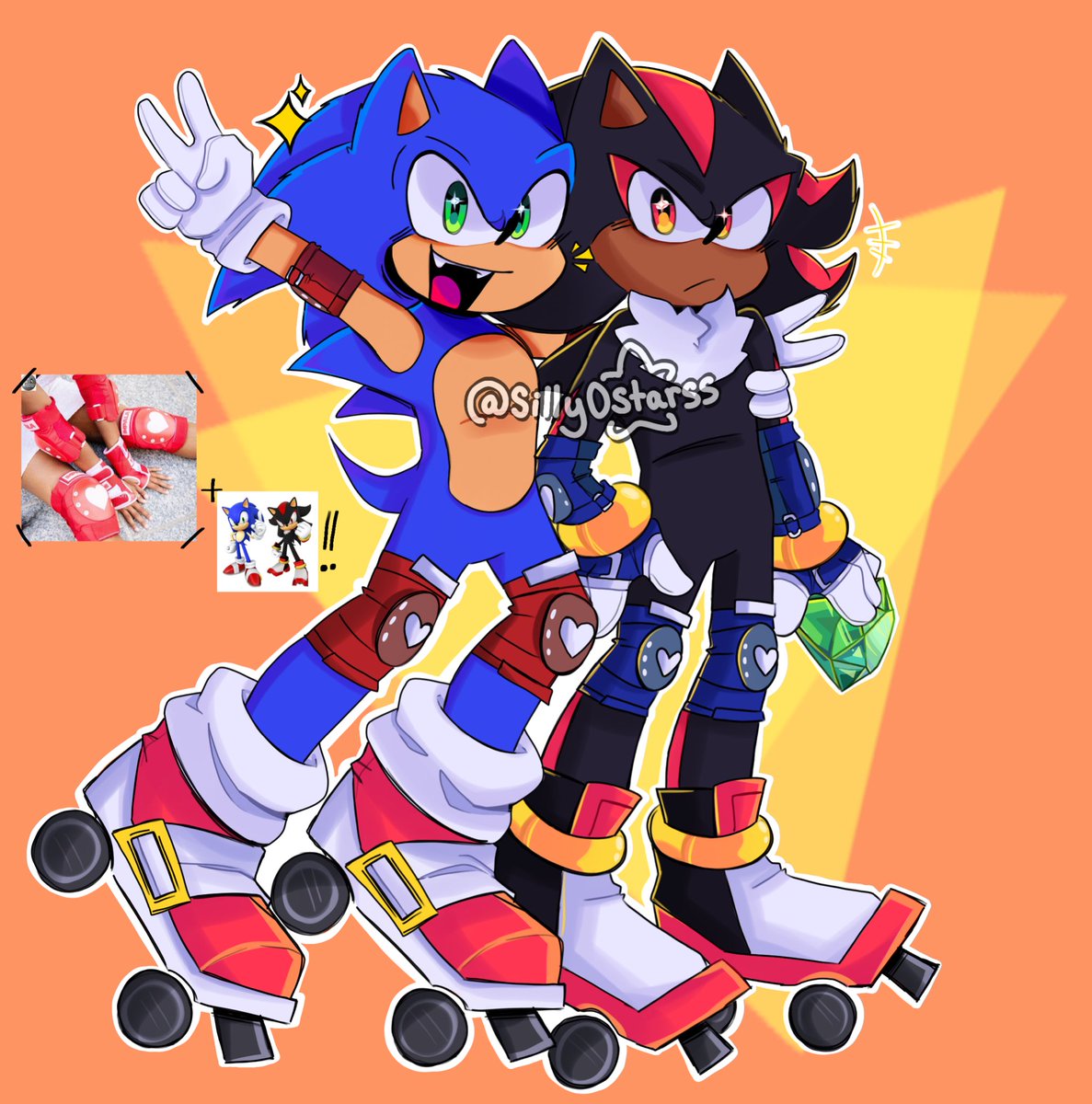 Sonic + Shadow in Quad Rollerskates!! #Sonic #sonicfanart #ShadowTheHedgehog
