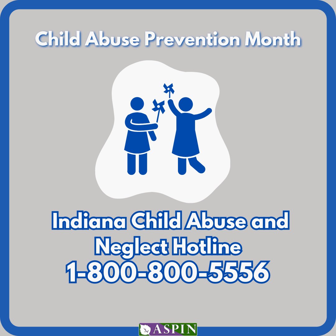 ⁉️ Did you know that Indiana is a mandatory reporting state? If you suspect a child is being abused or neglected, don’t wait! 📞 Please call the Indiana Child Abuse and Neglect Hotline at 1-800-800-5556. Your call may be the critical first step in protecting a child. 💙 #ASPIN