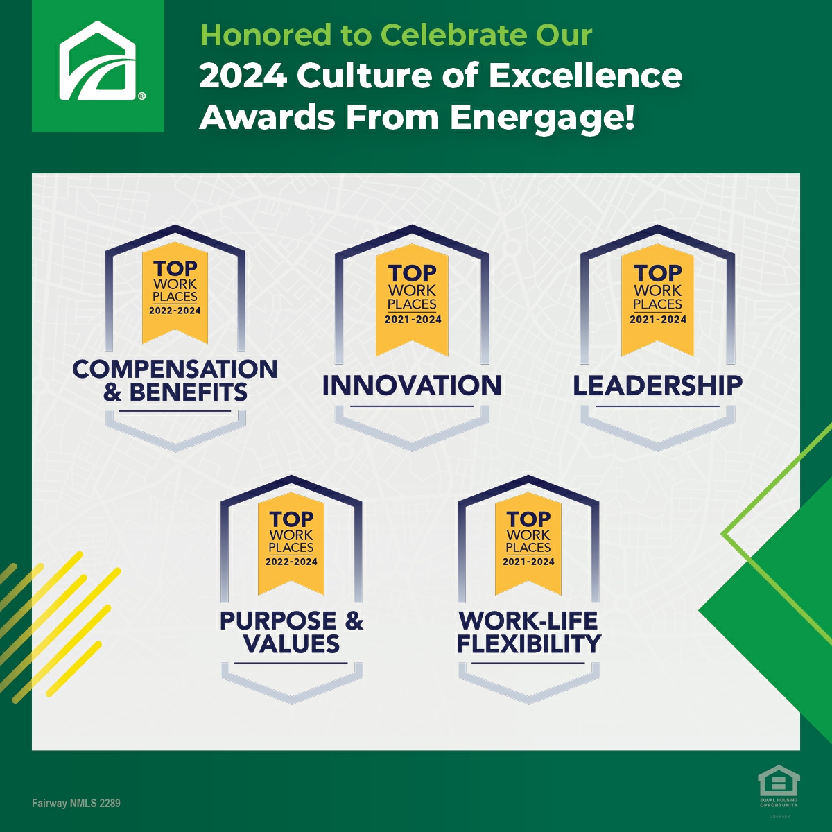 We're honored to celebrate our 2024 Culture of Excellence awards from Energage! Congratulations, #FairwayNation!
#TopWorkplace