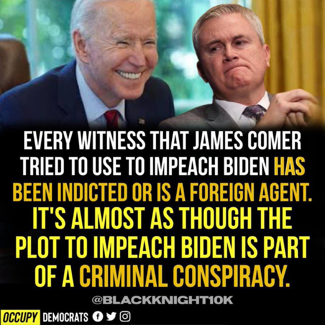 #DemVoice1 #DemsUnited House Oversight Committee Chairman, James Comer, is ready to be done with the impeachment inquiry into President Biden! Wonder why? 🤔 Could it be . . 🎯the 15 month investigation coming up with ZERO, ZILCH, NADA? 🎯the realization he’ll never have the