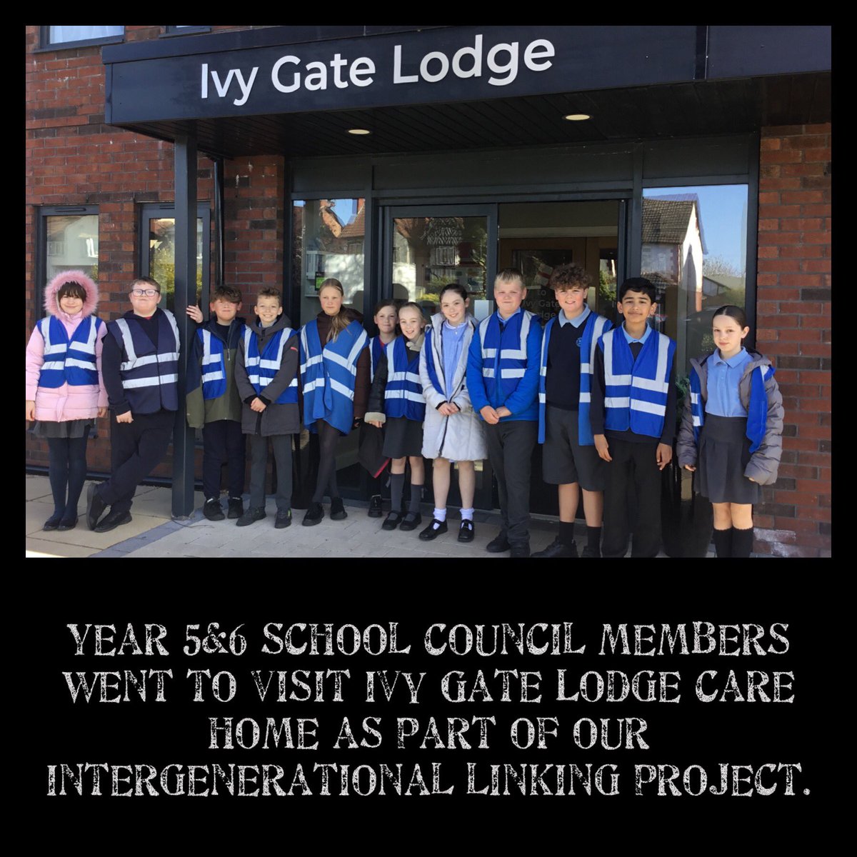 Today it was a privilege to take our Year 5 and Year 6 School Representatives on a visit to Ivy Gate Lodge Care home as part of our project on Intergenerational Linking.
