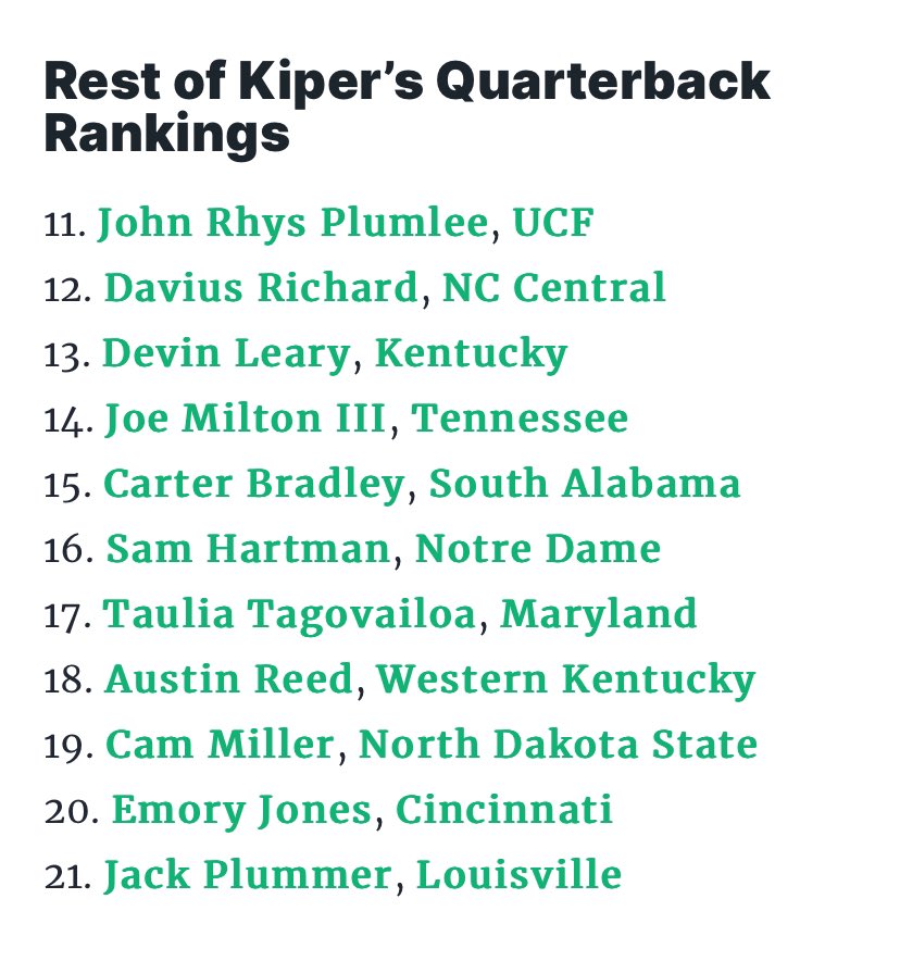 Headed into this weeks NFL Draft, Mel Kiper has #TheOne @DaviusRichard Ranked just outside The Top Ten, at 12th amongst all Draft Eligible QB’s. It’s Time! #EaglePride 🦅🦅🦅