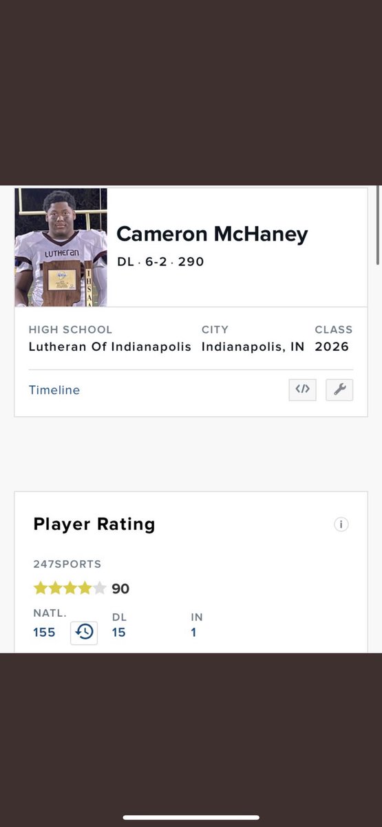 Excited to say today I got ranked a 4⭐️ and number one defensive lineman in class of 2026 in indiana. Thanks you <a href="/247Sports/">247Sports</a> <a href="/mickdwalker/">Mick Walker</a>  #blessed #lutheranfootball