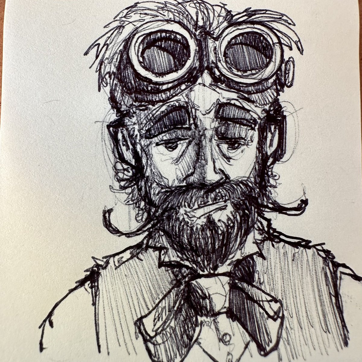 A #steampunk #sketchdrawing #characterdesign #steampunkdude #mustache . . . . . #art #illustration #doodlebags #doodle #draw #drawing #nashville #nashvilleartist #nashvilleart #sketching #sketch #drawing #ballpointsketch