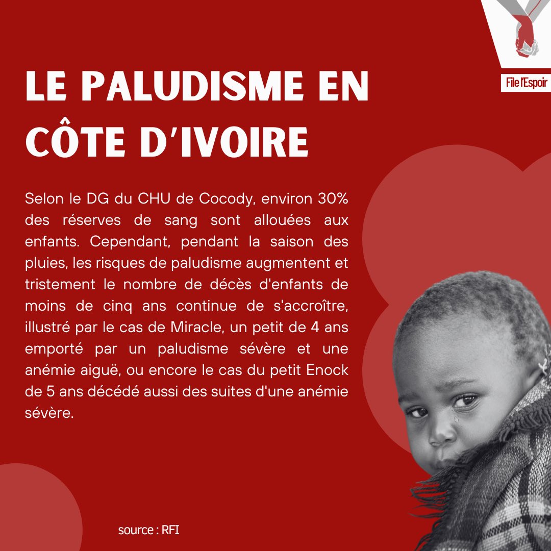 🩸Chaque année, le paludisme fait des ravages en Afrique .Le don de sang joue un rôle essentiel dans le traitement des cas sévères de paludisme, soulignant ainsi l'importance de la solidarité pour sauver des vies.🫶🏾❤️🩸

#FilelEspoir #DonDeSang #abidjan