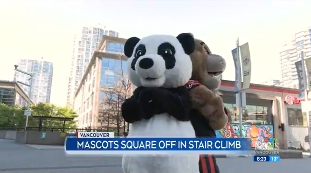 'It’s not every day you see a giant panda square off with a BC Lion in downtown Vancouver, but it happened on #EarthDay.' 🐼🦁 Watch to see which mascot was fastest? 😄 bc.ctvnews.ca/video/c2909190…