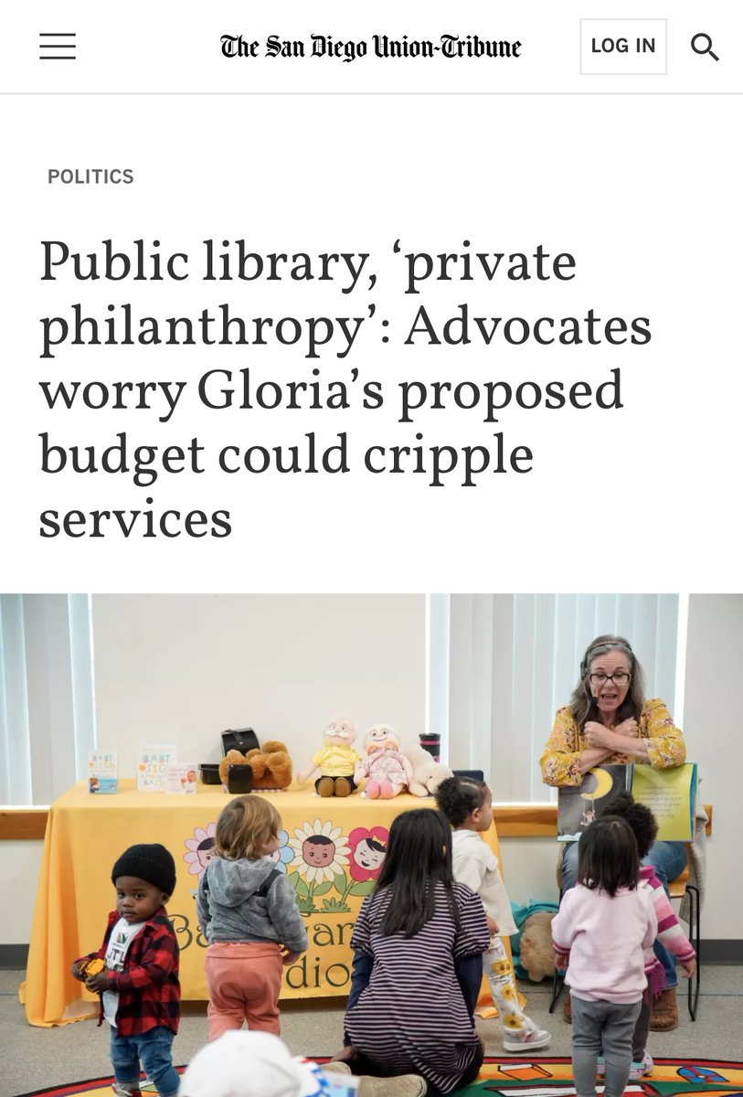 Mayor Todd Gloria’s proposed budget continues chronic disinvestment in our library system 📚. To read more about what’s at stake, and how YOU can take action for the San Diego Public Library system, visit 📲libraryfoundationsd.org/news/in-the-me… Photo credit 📸 @sdut