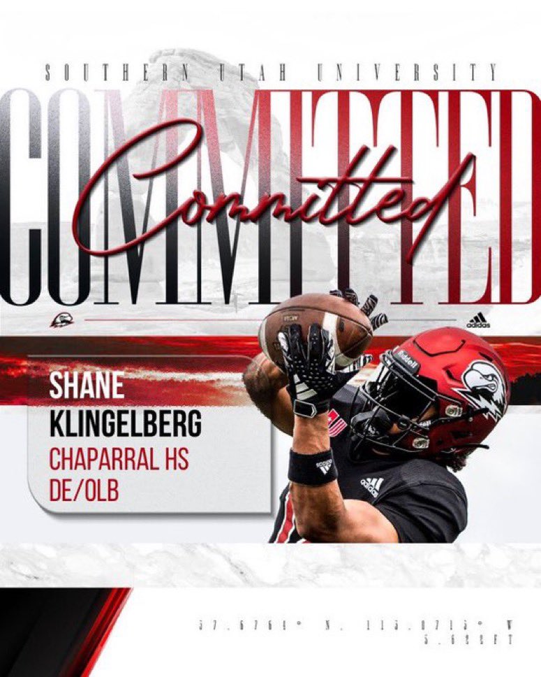After talking with my family, I have decided to commit to Southern Utah University! Grateful to the coaching staff for believing in me and allowing me to continue my football and academic career! #TBirdNation 
<a href="/delanefitz/">DeLane Fitzgerald</a> <a href="/OGMacDC/">Shay McClure</a> <a href="/CoachShawnM_SUU/">Shawn Magginson</a> <a href="/chaparralpumafb/">Chaparral Puma Football</a> <a href="/Coach_Ramer/">Coach Ramer</a>