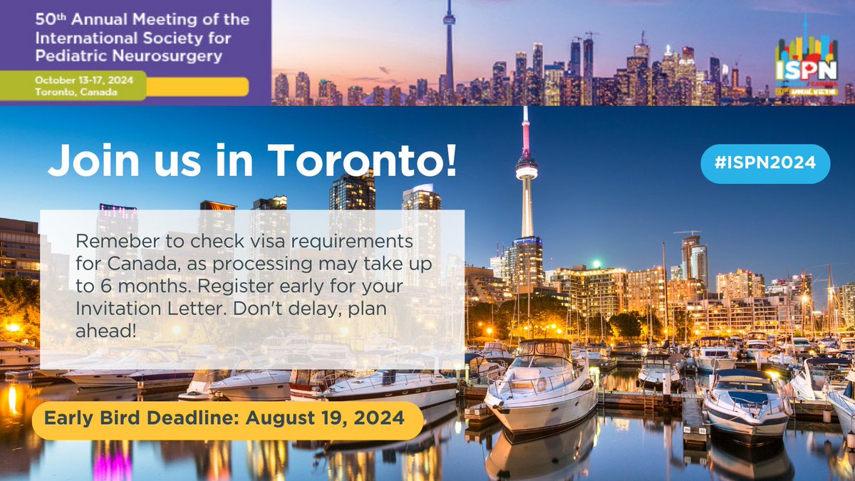 Excited to welcome you to Toronto for #ISPN2024! 🚨 Remember to plan ahead and apply for your visa early to ensure smooth travel arrangements. Don't miss out on this incredible opportunity to connect and learn in the heart of Canada! bit.ly/3v9511O
