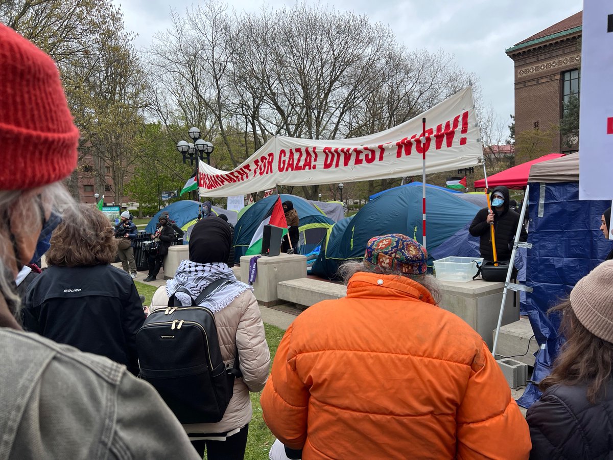 Students of @TAHRIRumich are encamped at the center of @umich, demanding that the university divest from Israel’s war against innocent people in Gaza. I spoke at their rally earlier today, reminding them of the long history of heroic student activism in Kenya & South Africa.