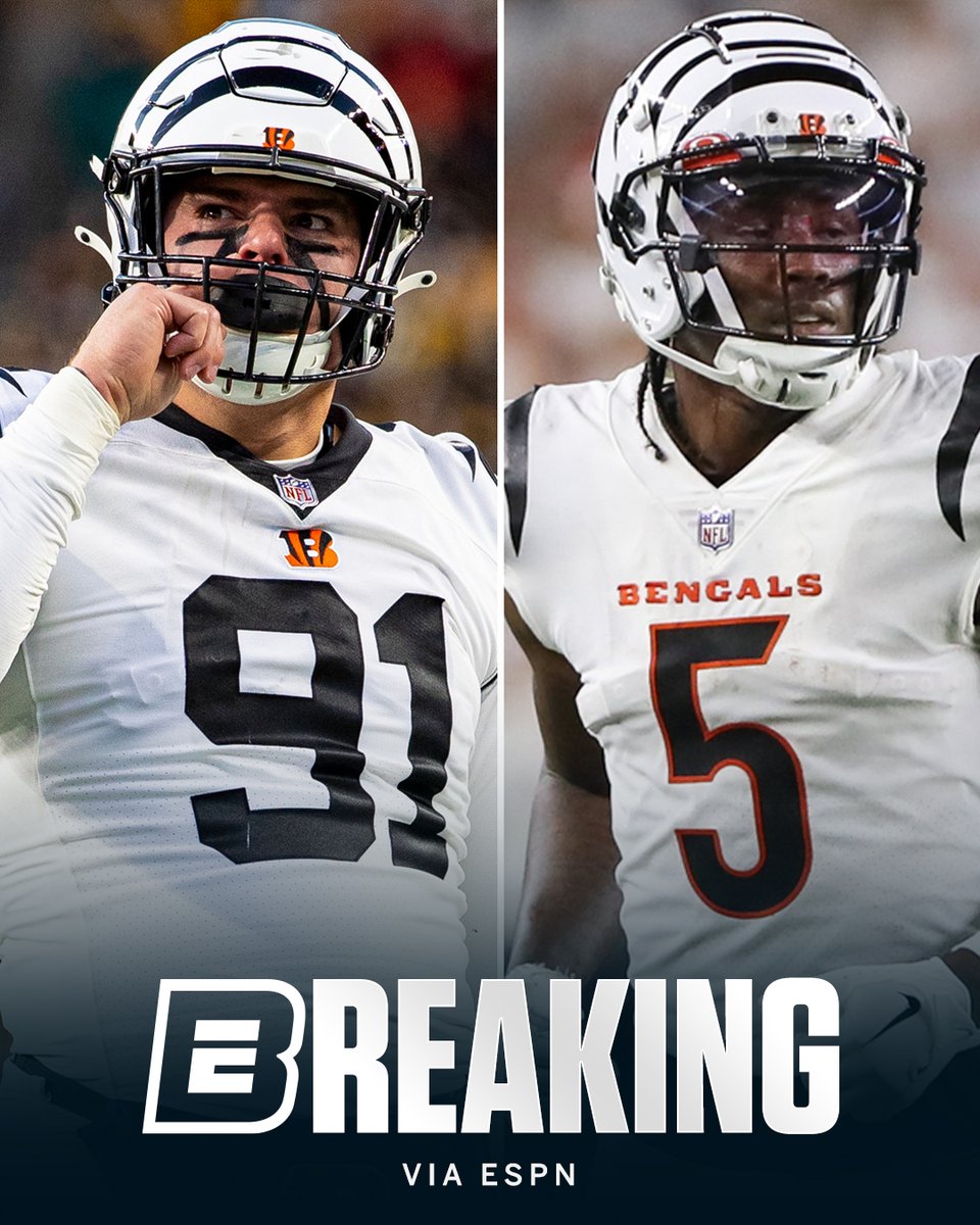 ESPNBET's tweet photo. Bengals DE Trey Hendrickson &amp; WR Tee Higgins have requested to be traded from Cincinnati, per league source. https://t.co/6nBK3BghUV