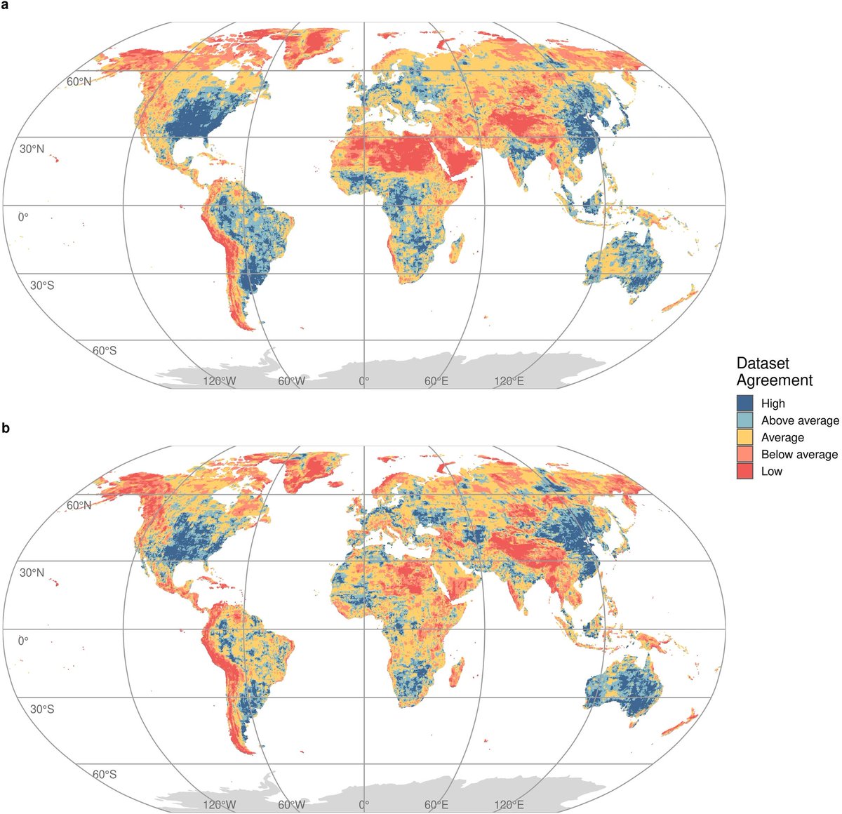 🌧️ #precipitation estimates: total of 114,000 ± 9,400 km3 of precipitation falls on land each year with high dataset consensus over tropical, subtropical, and temperate regions, and low agreement over arid and mountain regions. @YannisMarkonis @fzpczu 🔗nature.com/articles/s4324…