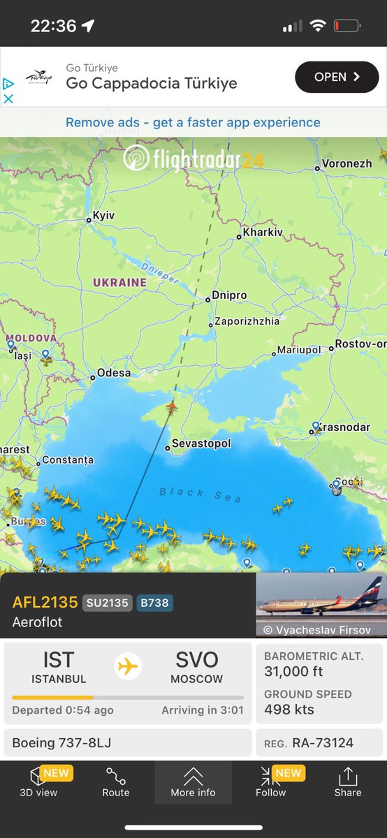 The pilot of this Aeroflot flight is going to get in some trouble if the plane doesn’t get shot down first #Flightradar