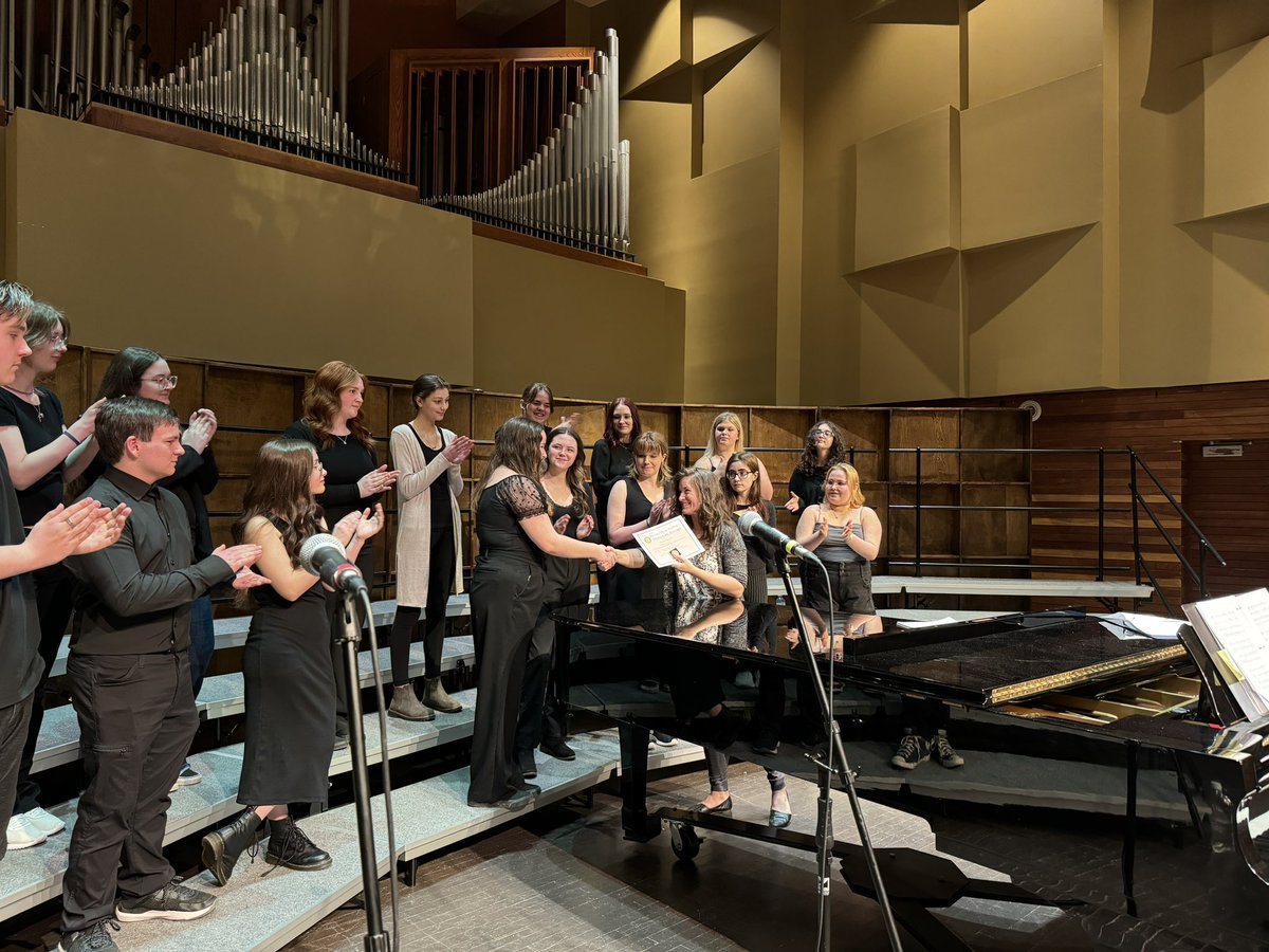 K_alyward's tweet photo. Congrats to the @skhmavericks Concert Choir on their wonderful performance at the Rotary Music Festival today! Big thank you to the two excellent clinicians that worked with the choir afterwards! Such a great experience! Shout out to Melanie Lush for receiving an Honours Award!🎶 https://t.co/wmylK05m9h