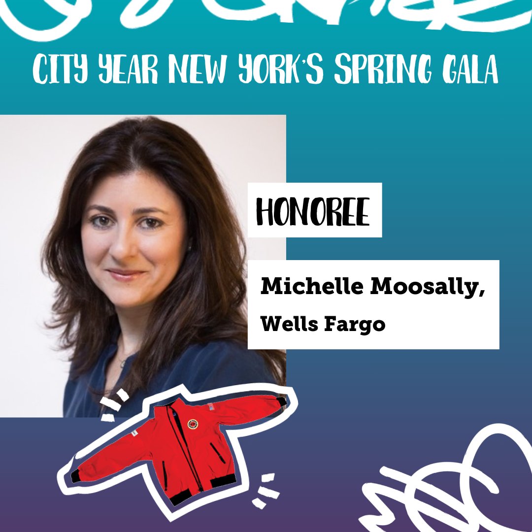 We're thrilled to share that Michelle Moosally, Head of Regulatory Relations at @WellsFargo, will be an honoree at our #CYNY Spring Gala. Join the party by reserving your ticket today! support.cityyear.org/event/paint-th…