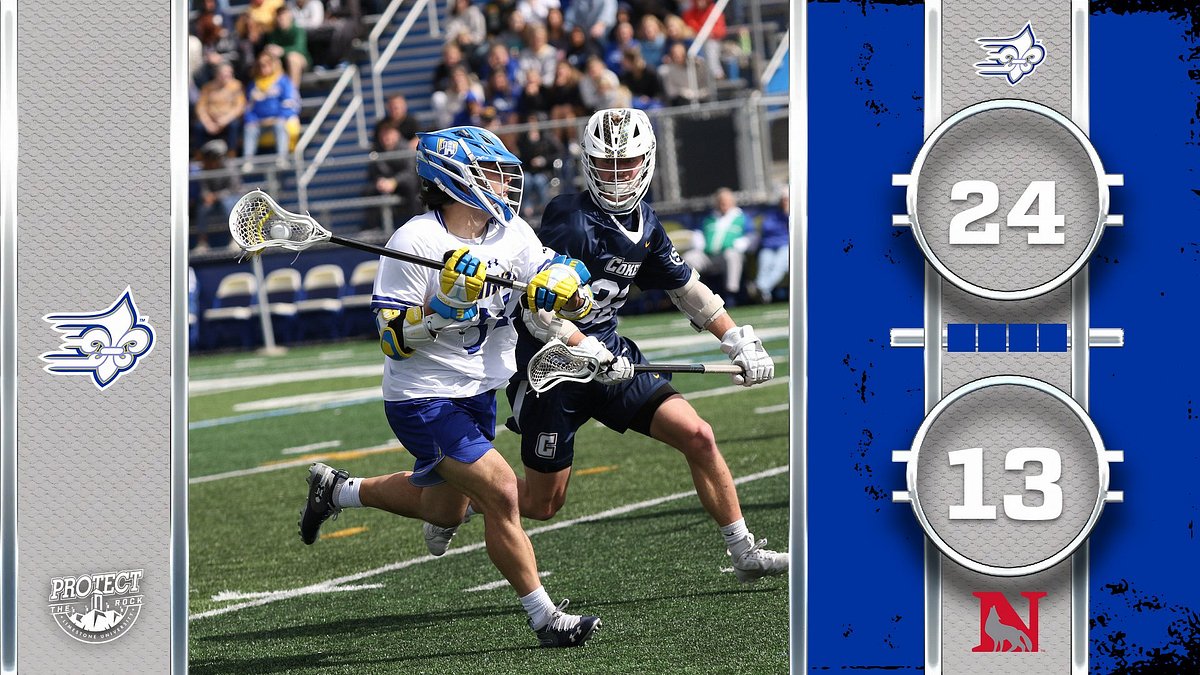 Senior attack Jason Thomfohrde scored a career-high eight goals to go with one assist, leading No. 1 @LimestoneLax to a convincing 24-13 win over No. 8 Newberry in the semifinal round of the SAC Tournament on Wednesday afternoon. 📊golimestonesaints.com/sports/mens-la… #ProtectTheRock