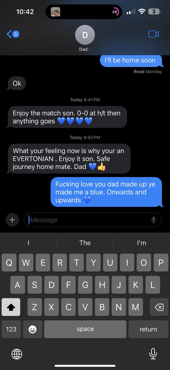 texts off me dad. Goodnight! It ain’t easy being a blue but the memories and what this man has brought me into a family full of blues 👌🏼💙