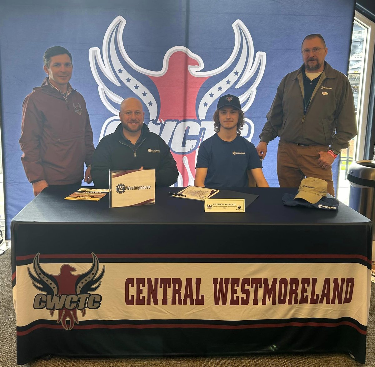 Last night, Central Westmoreland Career and Technology Center in Pa. held a signing event at @PiratesPNC for students starting jobs after graduation. One of those students, Alex Wisniewski, will join Westinghouse to help build a #CleanEnergy future. Welcome to the team, Alex!