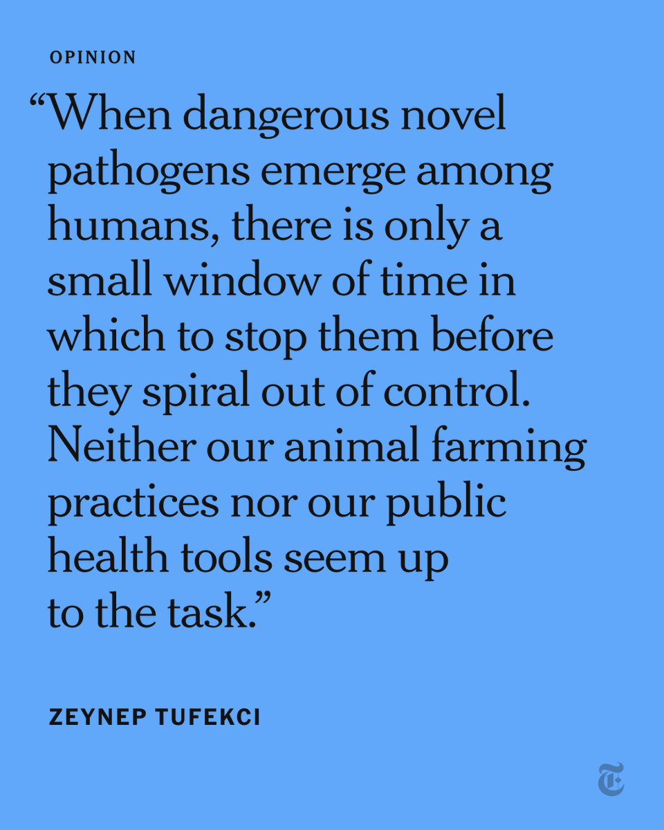 In @nytopinion Having spent weeks talking to U.S. public health authorities about bird flu, @zeynep is “shocked by how little they seem to know about what’s actually going on and how little of what they do know is being shared in a timely manner.” nyti.ms/4ddKzhn