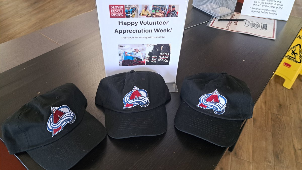 #GoAvsGo Volunteer + Avs = Friday at the Mission Support our hometown team, and it is volunteer appreciation week, wear your Avs hat on Friday if you are volunteering with us! 🙂 Lunch volunteer spots available on Friday at Lawrence Street. Sign Up 👇 volunteer.denverrescuemission.org