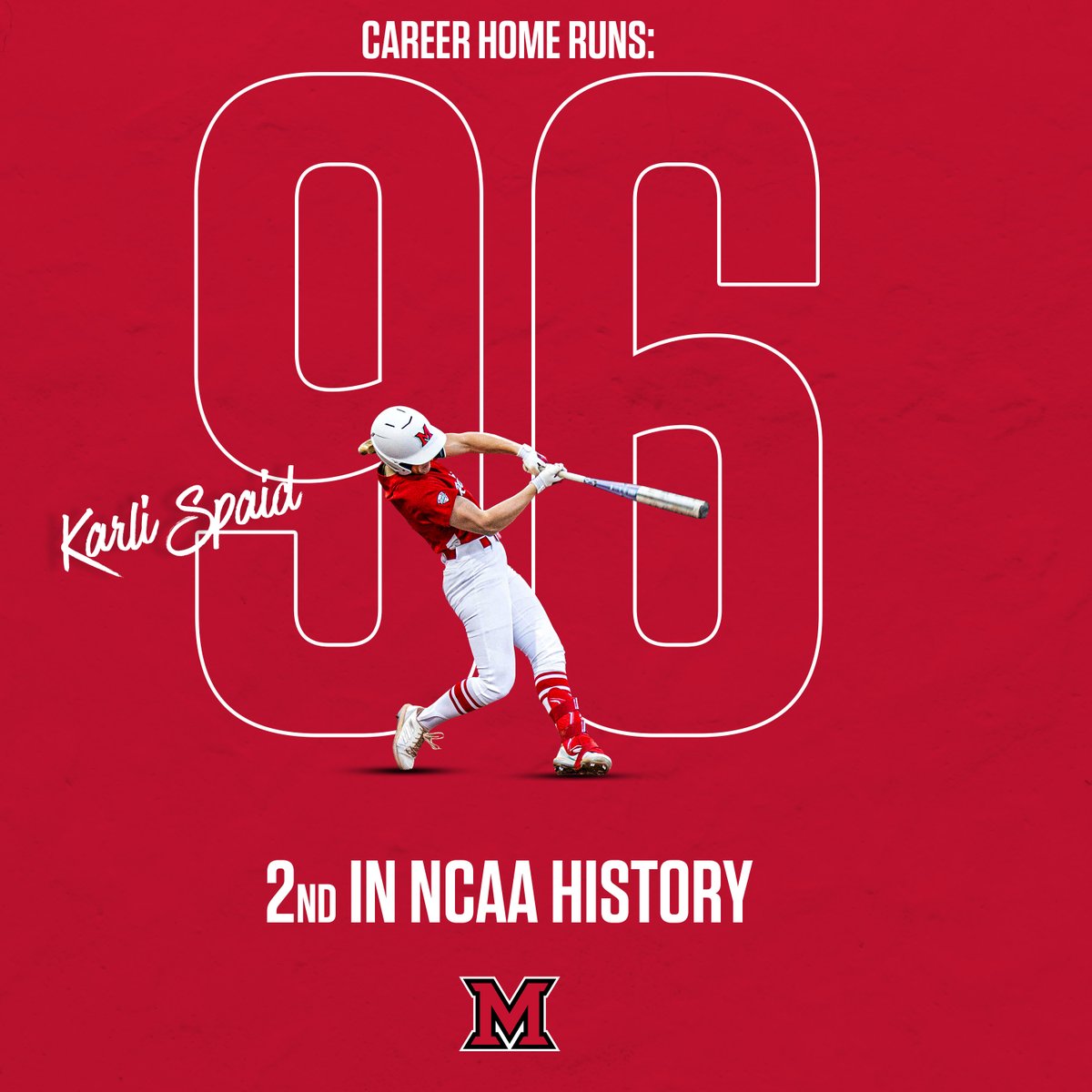 SECOND PLACE ALL TIME for home runs for Karli Spaid! #RiseUpRedHawks