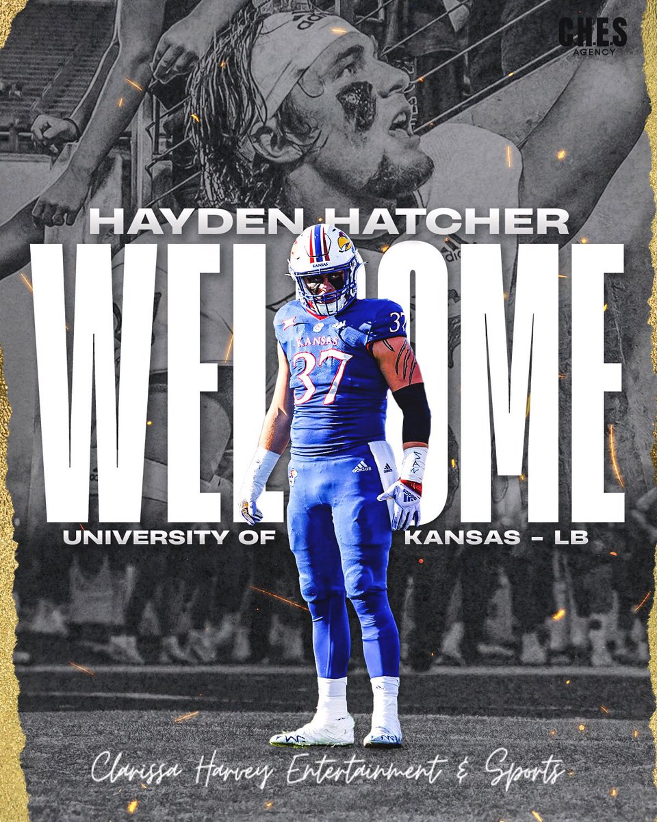 I’m excited  to welcome Hayden Hatcher, <a href="/hhatcher17/">Hayden Hatcher</a>, LB, <a href="/KU_Football/">Kansas Football</a>  to CHES Agency 🔥

 #NFLDraft x #RockChalk ♾️