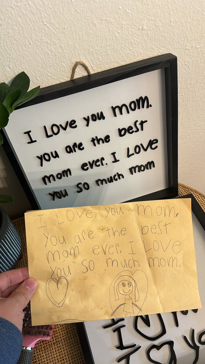 shameless plug for people searching for Mother’s Day gifts my wife makes these signs from kids’ handwriting this one was from a note from our daughter she can make one from your kid’s artwork too